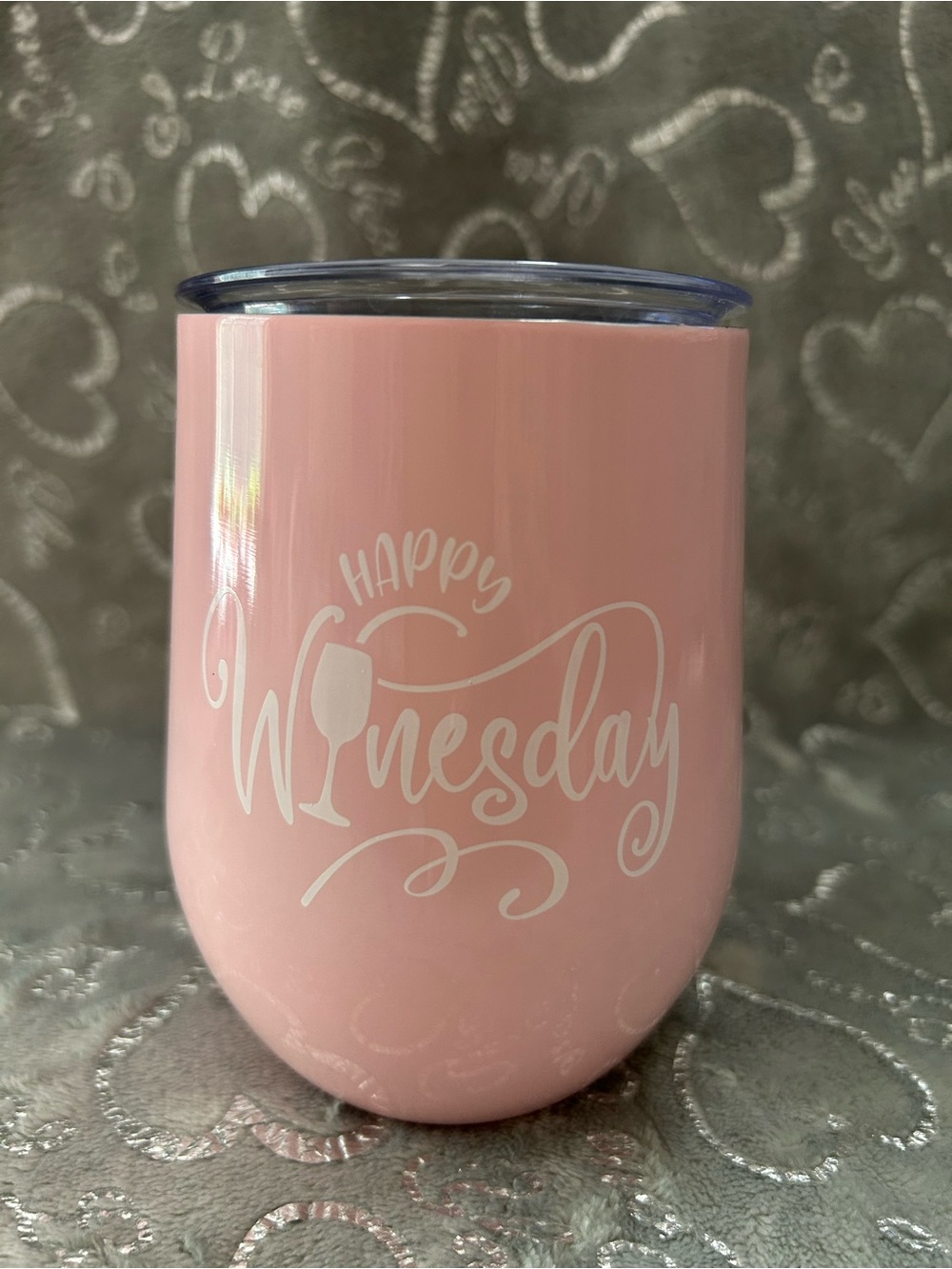 NEW Simply Remarkable 12 oz Peach Happy Winesday Insulated Stemless Wine Tumbler